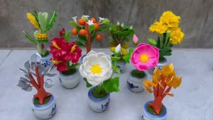 ต้นไม้มงคล ต้นไม้จิ๋วดินปั้น ต้นไม้ประดับ ต้นไม้เสริมบารมี ต้นไม้ปลอมตกแต่ง ของบูชา ของไหว้พระ ของชำร่วย