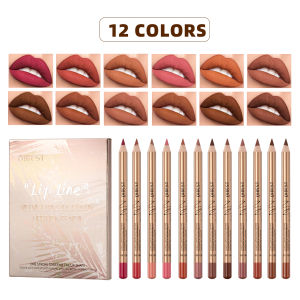 QIBEST 12 Colors Lip Pencils Matte Lipliner Pencil Waterproof Lipstick Lip Liner Pen Smooth Nude Lipstick Pens For Lips Makeup