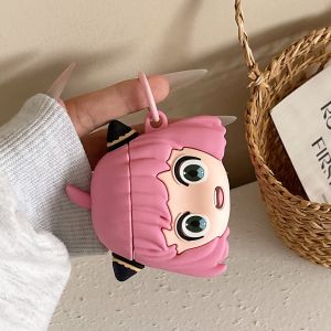 【Hot】Cute Cartoon Anya Forger Shape Liquid Silicone Earphone Protective Case with Bracelet or Pendant For AirPods Gen 1/2 Gen 3 4 Pro Pro2 Series