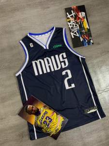 JERSEY BASKET KYRIE IRVING MAVS DALLAS BIRU DONGKER HITAM BLACK 2 2022 2023 SWINGMAN