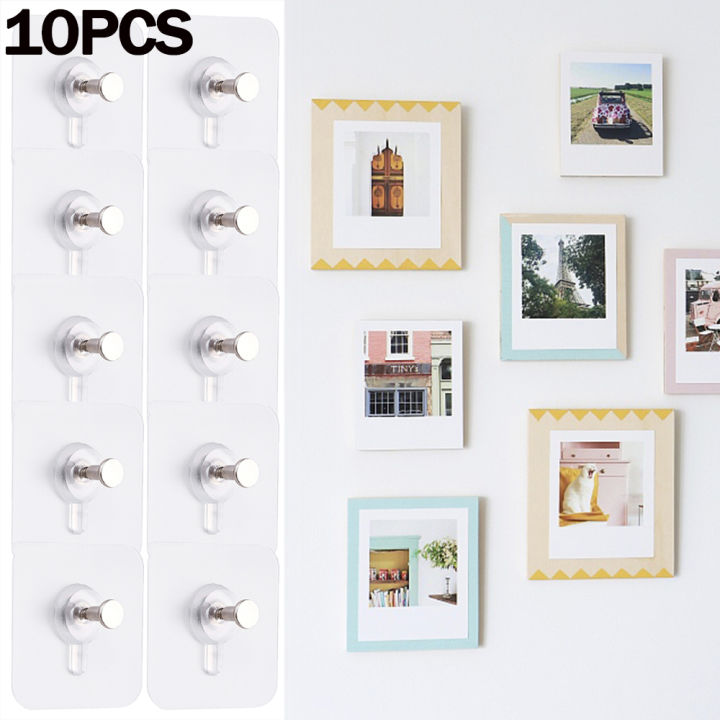 10Pcs Transparent Traceless Self Adhesive Wall Nail for Picture Photo Frame  Hang Drawing Nails Kitchen Bathroom Screw Hook Hanger