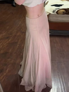 Pink Ruffle Irregular Long Skirt Summer