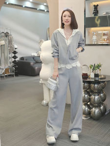 Fashionable Versatile Long Sleeve Sweatshirt and Wide Leg Pants Set