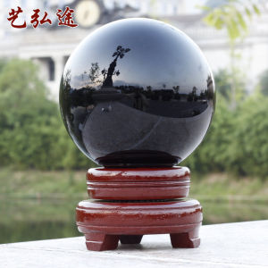 Pure Black Crystal Ball Ornament Office Desktop Decorations Living Room Bedroom Glass Stone Ball Feng Shui Amulet Small Figure