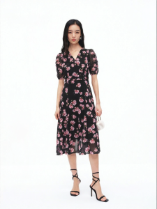 Koradior | Elegant Holiday Slimming Flowered Dress
