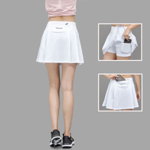 Womens Badminton Uniform Shorts Skirt Sports Yoga Tennis Half-length Quick-dry Fitness Exercise Skirt Pants False Two-Piece