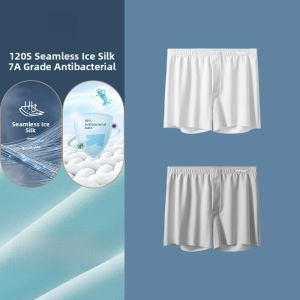 miiow | Ice Silk Boxer Briefs Mens Summer Cool Feeling Loose Fit Home Sleepwear Large Size Comfortable Underwear Flat Angle Design