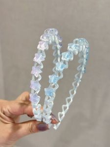 Childrens Gradient Blue Star Hairband Hair Accessories Girls Summer Headband Non-Tightening Hair Clip Versatile Hairband