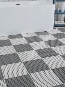 30x30cm Waterproof Bathroom Shower Mats Non-slip Plain Stitching Plaid DIY Cuttable Roll Floormat