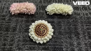 Artificial Floral Hair Bun Gajra for Women | Reusable White Hair Flower Accessory for Bharatanatyam Wedding Pooja & Festivals (3 Inch | Pack of 1)