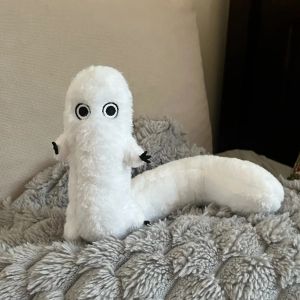 White Brushbug Stuffed Plush Doll Witch Hat Atelier Bendable Long Body Soft Fluffy Toy for Fans Home Decor Gift