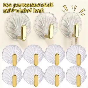 20PCS Shell Shape Transparent Hook Non Punching Self Adhesive Storage Hook for Bathroom Kitchen Bedroom Key Hanging Hooks