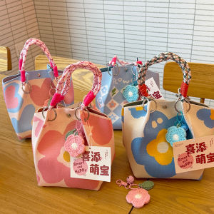 New Portable Knitted Handbag Outdoors Versatile Handbag Baby Banquet Festival Souvenir Bag Soft Bucket Shape Womens Bag