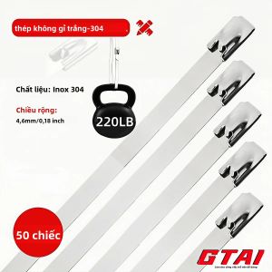 50 Chiếc Dây Buộc Kim Loại Bằng Thép Không Gỉ 304 Loại Chắc Chắn Tự Khóa Dùng Cho Dây Xả Dây Điện Hàng Rào Cuộn Dây Trang Trại Ống Dẫn