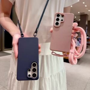 Ốp Điện Thoại Đeo Chéo Cho Samsung Galaxy S26 Ultra S25 FE S24 S23 S22 S21 A57 A37 A17 A07 A56 A36 Chất Liệu TPU Silicon Mềm Chống Sốc Chống Bụi Kèm Dây Đeo