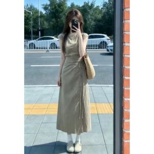 LIRUSHAN | Sleeveless Waist-Tie Korean Style Summer Dress