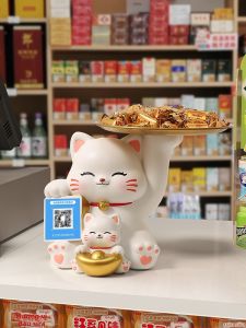 KAQIAO | Vật Trang Trí Mèo May Mắn có Mã QR cho Cửa Hàng
