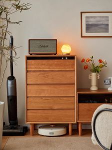 Scandinavian Solid Wood Cherrywood Chest of Drawers Retro Japanese Style Living Room Meal Side Chest of Drawer Bedroom Storage Organizer Cabinet