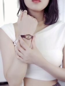 Rebirth Jam Tangan Wanita Elegan Santai Tali Kulit Anti Air Jam Tangan Cewek 2043