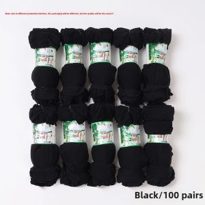 100 Pairs Disposable Socks Stockings Short Womens Crystal Silk Transparent Flesh Black Wholesale Thin Spring and Summer Abrasion Resistant
