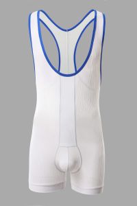 Mens Elastic Fitness Wrestling Suit One-Piece Shorties Print Cycling Shorts Home Vest Comfortable Breathable Sports Wear