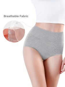 Womens Underpants High Waist Tummy Control Comfortable Fit Triangle Underpants Solid Color Underpants Breathable