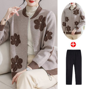 Áo Khoác Dệt Kim Ngắn Thời Trang Cho Phụ Nữ Trung Niên Và Cao Tuổi Áo Khoác Ngoài Thường Ngày Bằng Lông Cừu Áo Khoác Ngoài Thời Trang