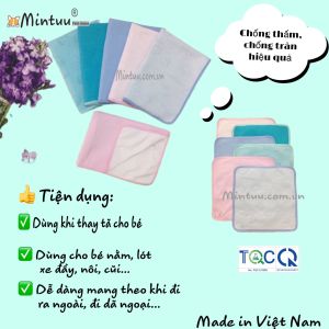 FREESHIP MAX - Tấm lót chống thấm cho bé sơ sinh chất liệu vải 100% cotton trần bông thương hiệu MINTUU - Thời trang và đồ dùng cho trẻ em - Hana s kids