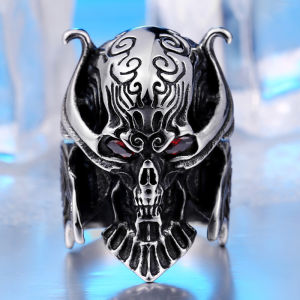 Tooth Wolf Skull Men Ring Japanese and Korean Style Fashionable Men Domineering Personalized Devil Titanium Steel Ring Punk Hipster Single Index Finger