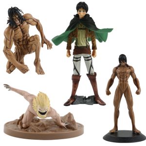 Attack on Titan Anime Figure Eren Jaeger Levi Ackerman PVC Model Dolls Kids Gift Collections Toys
