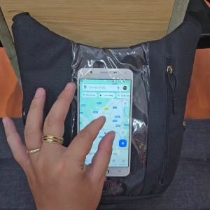 COMBO túi treo dọc đầu xe máy cảm ứng có lỗ sạc pin và túi trùm chống nước cho túi Grab treo đầu xe chạy shipper giá sỉ