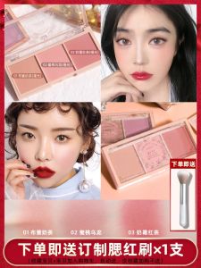 Caslan Three-Color Blush Natural Matte Orange Long-lasting Vitality Pale Enhancing Rouge Compact Powder Blush for Natural Makeup