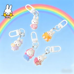 Bandai | Kawaii Miffy Rabbit Keychain Cute Outfit Miffy Rabbit Keychain Cartoon Girl Heart Student Bag Best Friend Gift Accessory