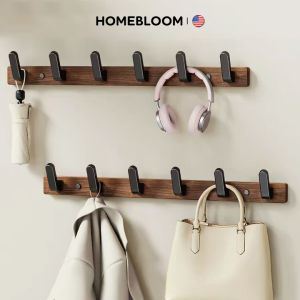 HOMEBLOOM-Drill Free Solid Wood Hook Thicken Clothes Door Hook Wall Hanger Storage Rack Bathroom Coat Towel