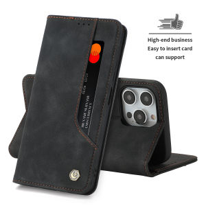 Business Leather Case for iPhone 17 16 15 14 13 12 11 Pro Max 16E XR XS X 8 7 Plus SE Magnetic Flip Wallet Card Slot Phone Cover
