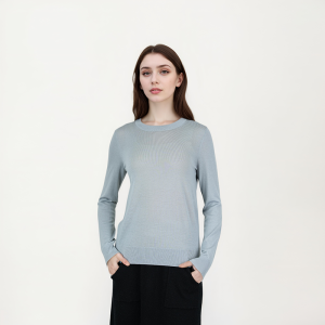 MiiOW | เสื้อชั้นในผู้หญิงแขนยาวผ้าขนสัตว์ผสมผ้าฝ้ายสีขาว อบอุ่น นุ่ม สวมใส่สบาย ฤดูใบไม้ร่วง 2025 ใหม่ เสื้อยืดคอกลม