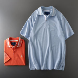 Export Tail Order Cut Label American Retro Embroider Polo Shirt Mens Short Sleeve Trendy Export Original Order Menswear T-shirt Tops