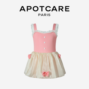 APOTCARE Princess Style Childrens One-Piece Swimsuit with Puffy Skirt And Butterfly Knot for Girl Vacation Swimwear