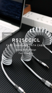 Recci USB C to C Cable PD 65W Fast Charging 1.8M Spring Coil Cable RS25CC