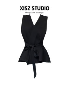French Elegant Spicy Girl V-neck Belted Waistless Shirt Women Summer Fashion Slimming High-End Feeling Vest Top