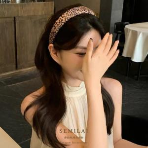 หมวกคล้องผมลายเสือดาวหนาปานกลางสำหรับผู้หญิงในฤดูใบไม้ร่วงและฤดูหนาว หมวกคล้องผมหนาปานกลางแบบสวมหัวสไตล์เกาหลีสำหรับวัยรุ่นและวัยกลางคน