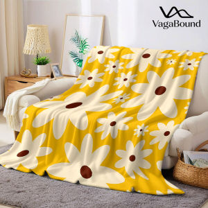 Chăn Flannel Hoa Cúc Vàng Mềm Mại Ấm Áp Phong Cách Hiện Đại Trang Trí Halloween Giáng Sinh Cho Ghế Sofa Dùng Được Mọi Mùa Quà Tặng Ấm Áp 100% Polyester