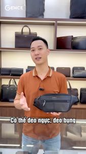 Túi Đeo Chéo Nam Túi Đeo Trước Ngực GENCE TZ01 Chất Liệu Da Bò Cao Cấp Màu Đen