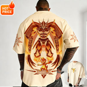 Bandai | War Greymon Anime Digimon Harajuku Mens Vintage Summer T-Shirt Loose Ladies Streetwear Casual Sports Cotton Short Sleeve Tee
