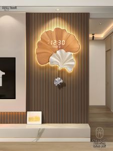 CTYLIGHTZ | Perpetual Calendar Electronic Wall Clock Silver Ginkgo Decorative