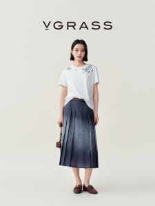 V·grass/V-GRASS | Chân Váy Xòe Trung Bình In Degrade Vải Gai