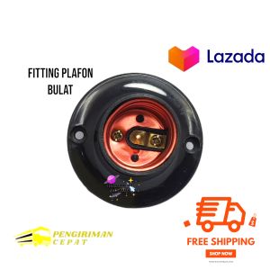 Fitting plafon Bulat Hitam/Ceiling Lamp holder/Fitting Lampu meja hias Fitting Lampu tempel bulat. .