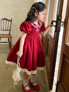 Stylish Embroidered Princess Dress for Girls Summer Season Tulle Skirt Childrens Clothing Floral Lace Hemline Big Kids Dress