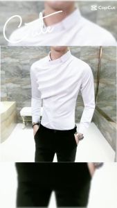 Áo sơ mi áo sơ mi nam dài tay cổ đứng cúc cài lượn sóng tạo điểm nhấn mang lại sự mới mẻ - H28