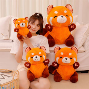 Fast shipping Anime Figure Turned Red Panda Stuffed Doll Plushie Doll Fluffy Hair Red Raccoon Animals Throw Pillow Kids